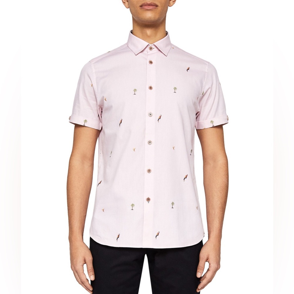 Ted Baker Parcoop Parrot Fil Coupe Regular Fit Button-Down Shirt